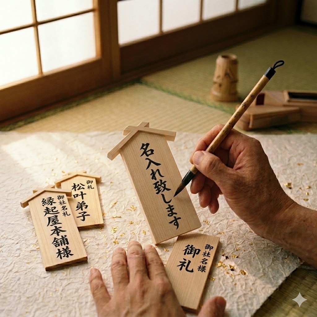 名入れ木札 制作の様子